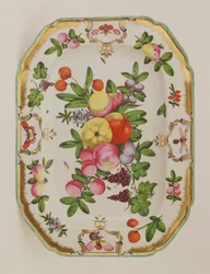 Worcester langwerpige schaal uit de Duke of Gloucester service, 1775-78